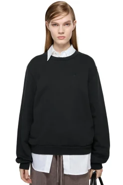 Acne Crew Neck Fleece Sweater Face Genser Sort