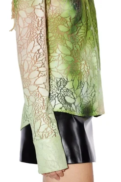 Acne Lace Button-Up Shirt Skjorte Limegrønn