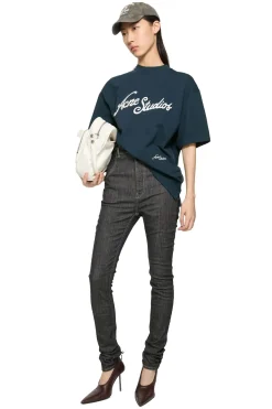 Acne Logo T-shirt - Relaxed Fit T-shirt Marine