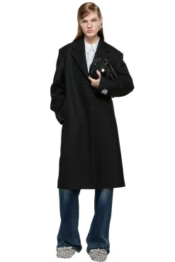 Acne Single-Breasted Wool Coat Jakke Sort