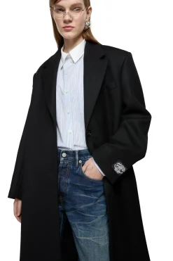 Acne Single-Breasted Wool Coat Jakke Sort