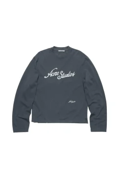 Acne T-shirt Logo - Relaxed Fit Genser Marine