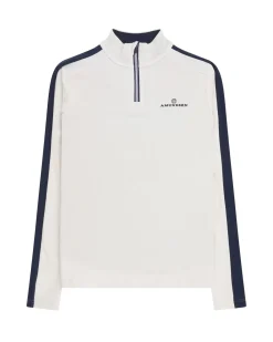 Amundsen 5Mila Half Zip Womens Stripe Genser Hvit Og Mørkeblå