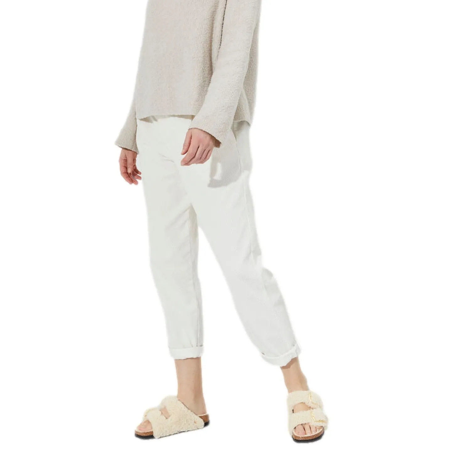 Birkenstock Arizona Big Buckle Teddy Narrow Sko Off-White