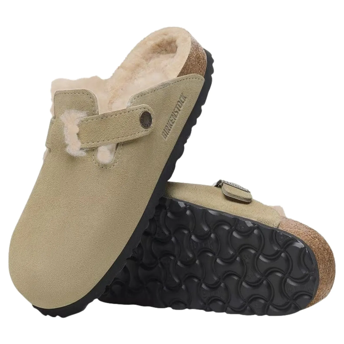 Birkenstock Boston Shearling Narrow Taupe Sko Beige