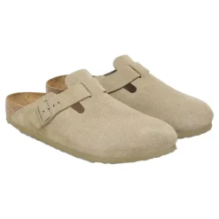 Birkenstock Boston Suede Narrow Faded Khaki Sko Khaki