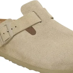 Birkenstock Boston Suede Regular Faded Khaki Sko Khaki