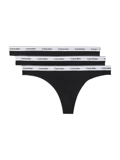 Calvin Klein Underwear Thong Modern Logo 3PK Undertøy Sort