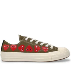 Comme des Garcons Play x Converse CDG Multi LOW Top Khaki Sko Grønn