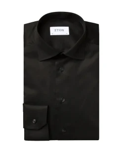 Eton 3000 Slim Black Signature Twill Shirt Skjorte Sort