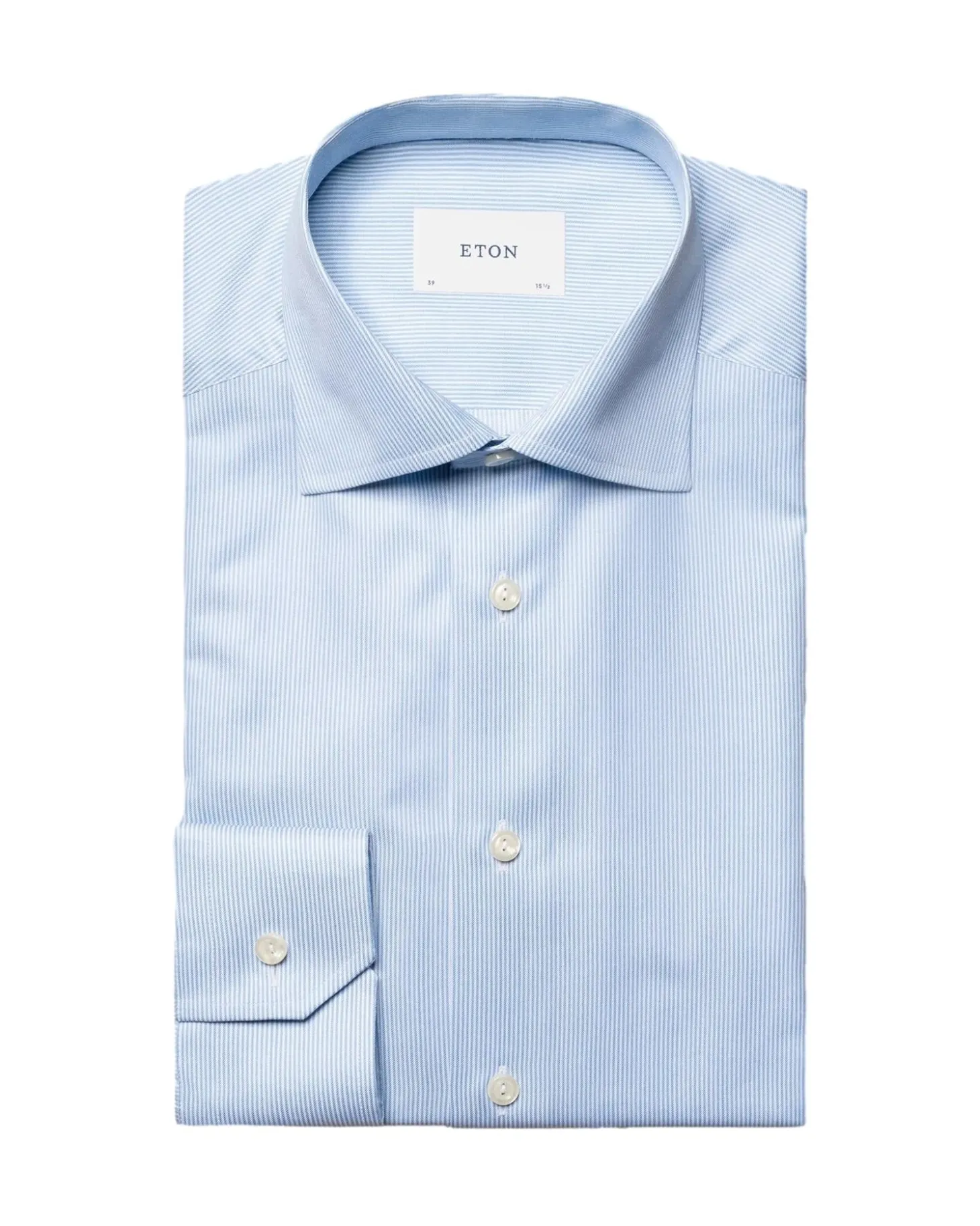 Eton Fine Stripe Signature Twill Shirt Skjorte Lyseblå Striper