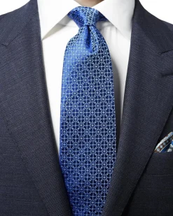 Eton Floral Silk Tie Slips Blå Mønster