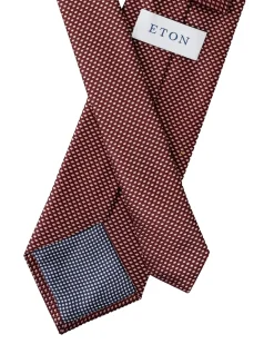 Eton Geometric Woven Slik Tie Slips Burgunder Mønster