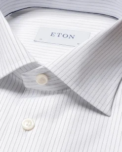 Eton Light Blue Striped Signature Twill Shirt Skjorte Stripet