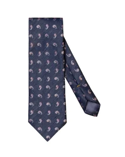Eton Paisley Silk Linen Tie Slips Marine