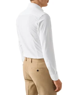 Eton Semi Solid Four-Way Stretch Shirt Skjorte Hvit