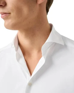 Eton Semi Solid Four-Way Stretch Shirt Skjorte Hvit