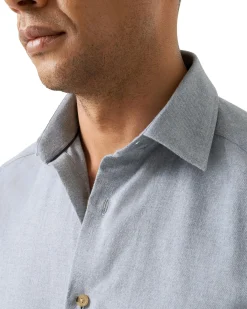 Eton Solid Flannel Shirt Skjorte Lys Blå Melert