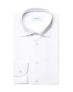 Eton White Four-Way Stretch Shirt Skjorte Hvit