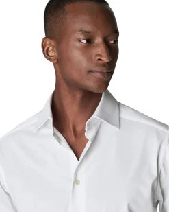 Eton White Four-Way Stretch Shirt Skjorte Hvit