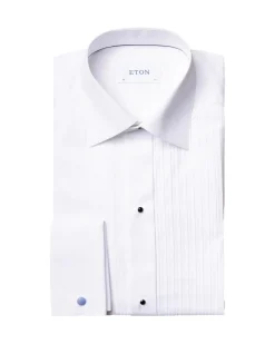 Eton White Plissé Tuxedo Shirt Skjorte Hvit