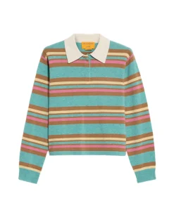 Guest In Residence Cropped Stripe Rugby Genser Turkis Mønster