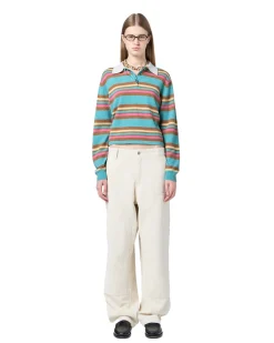 Guest In Residence Cropped Stripe Rugby Genser Turkis Mønster