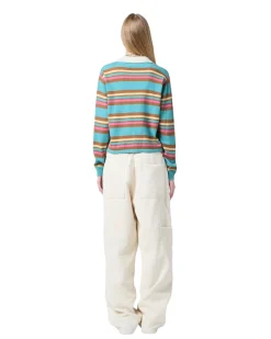 Guest In Residence Cropped Stripe Rugby Genser Turkis Mønster