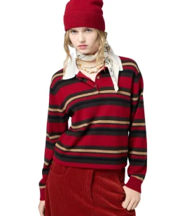 Guest In Residence Cropped Stripe Rugby Genser Rødt Mønster