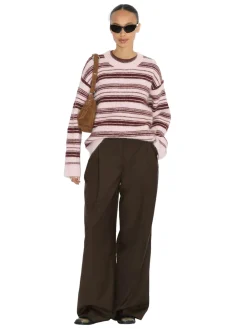 Holzweiler Fluffy Stripe Crew Genser Rosa Mønster