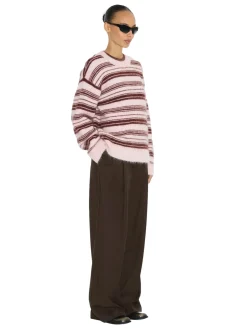 Holzweiler Fluffy Stripe Crew Genser Rosa Mønster