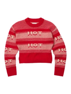 Holzweiler Hot Cropped Crew Genser Rødt Mønster