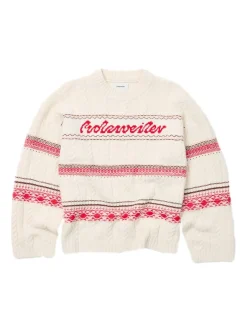 Holzweiler W. Holzweiler Logo Crew Genser Beige Og Rød