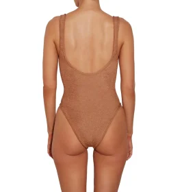 Hunza G Domino Swim Crinkle Badedrakt Brun