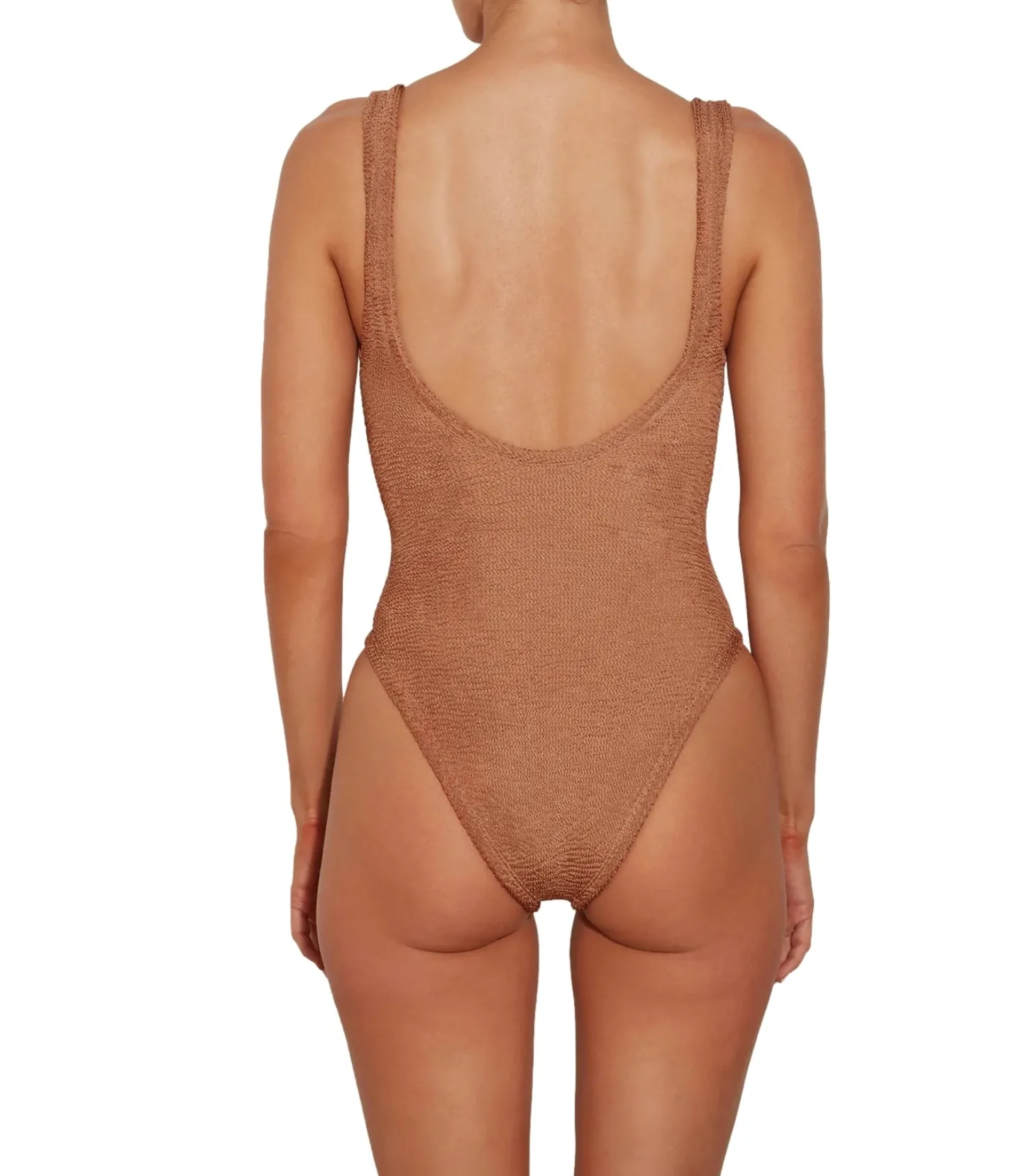 Hunza G Domino Swim Crinkle Badedrakt Brun