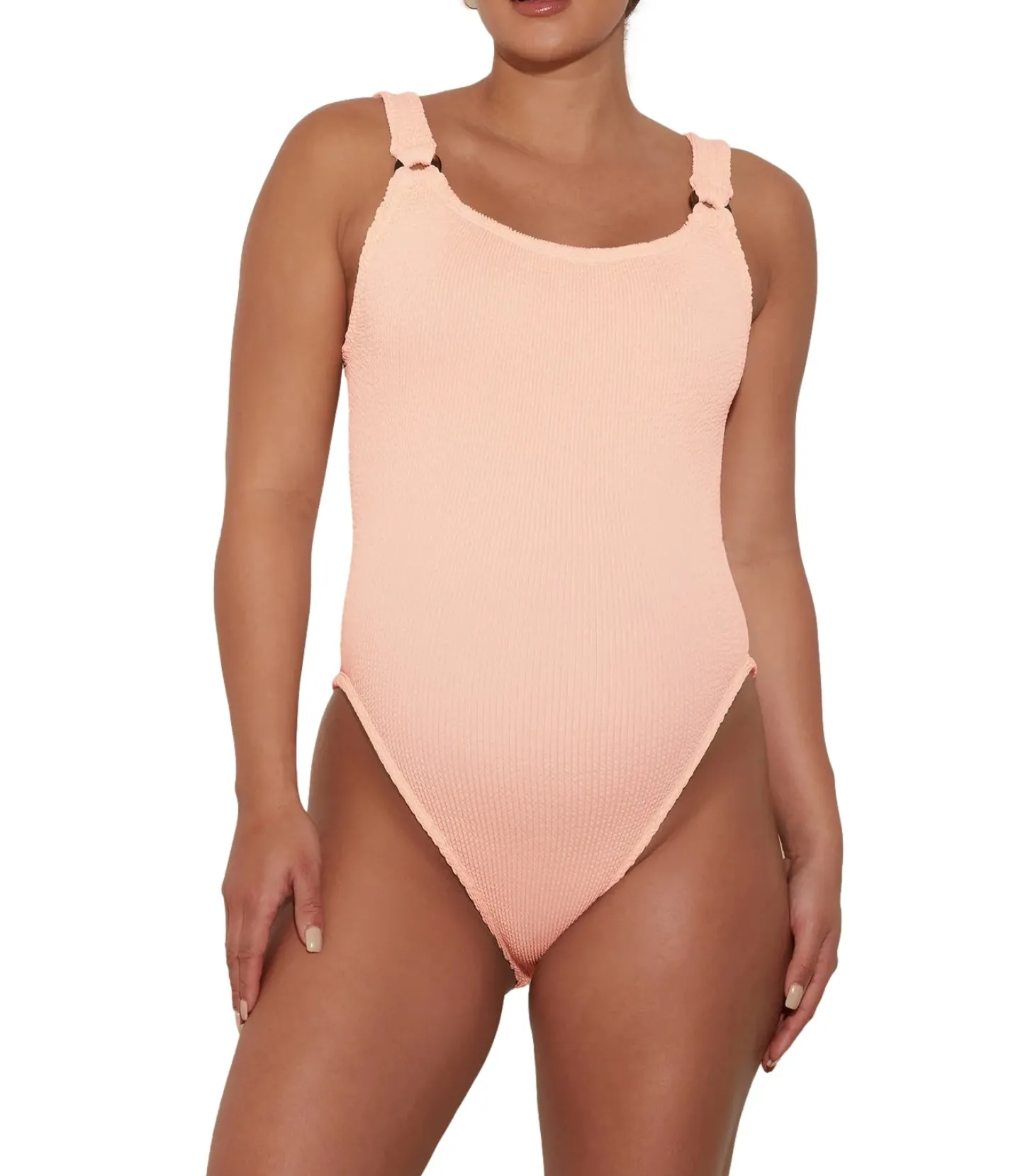 Hunza G Domino Swim Crinkle Badedrakt Off-White