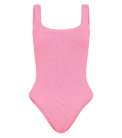 Hunza G Square neck swim crinkle Badedrakt Rosa