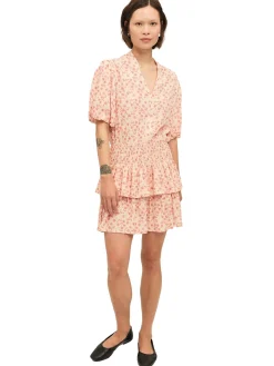 Once Untold Athilda Smock Dress Kjole Beige Og Rosa