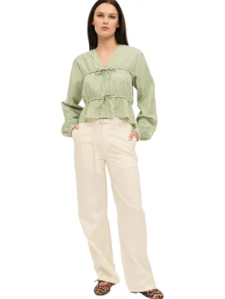 Once Untold Indiana String Blouse Skjorte Hvit Og Grønn