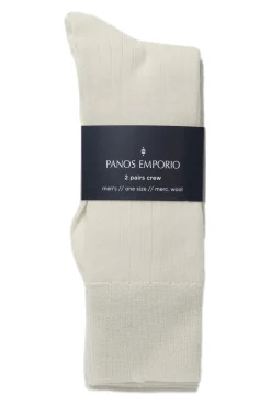 Panos Emporio 2PK Calle Premium Mercerized Wool Rib Sokker Off-White