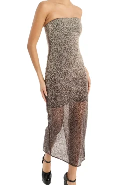 ROTATE Beaded Midi Tube Dress Kjole Brun