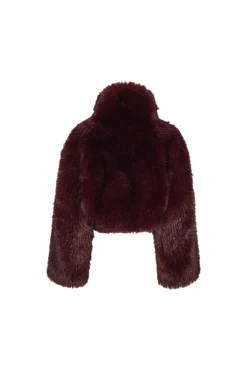 ROTATE Faux Fur Crop Jacket Jakke Burgunder