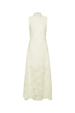 ROTATE Flower Mesh Maxi Dress Kjole Off-White