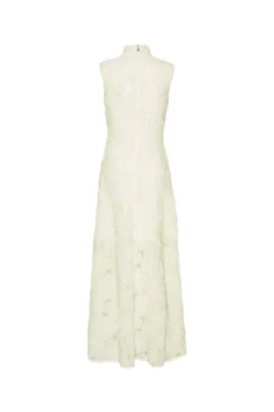 ROTATE Flower Mesh Maxi Dress Kjole Off-White