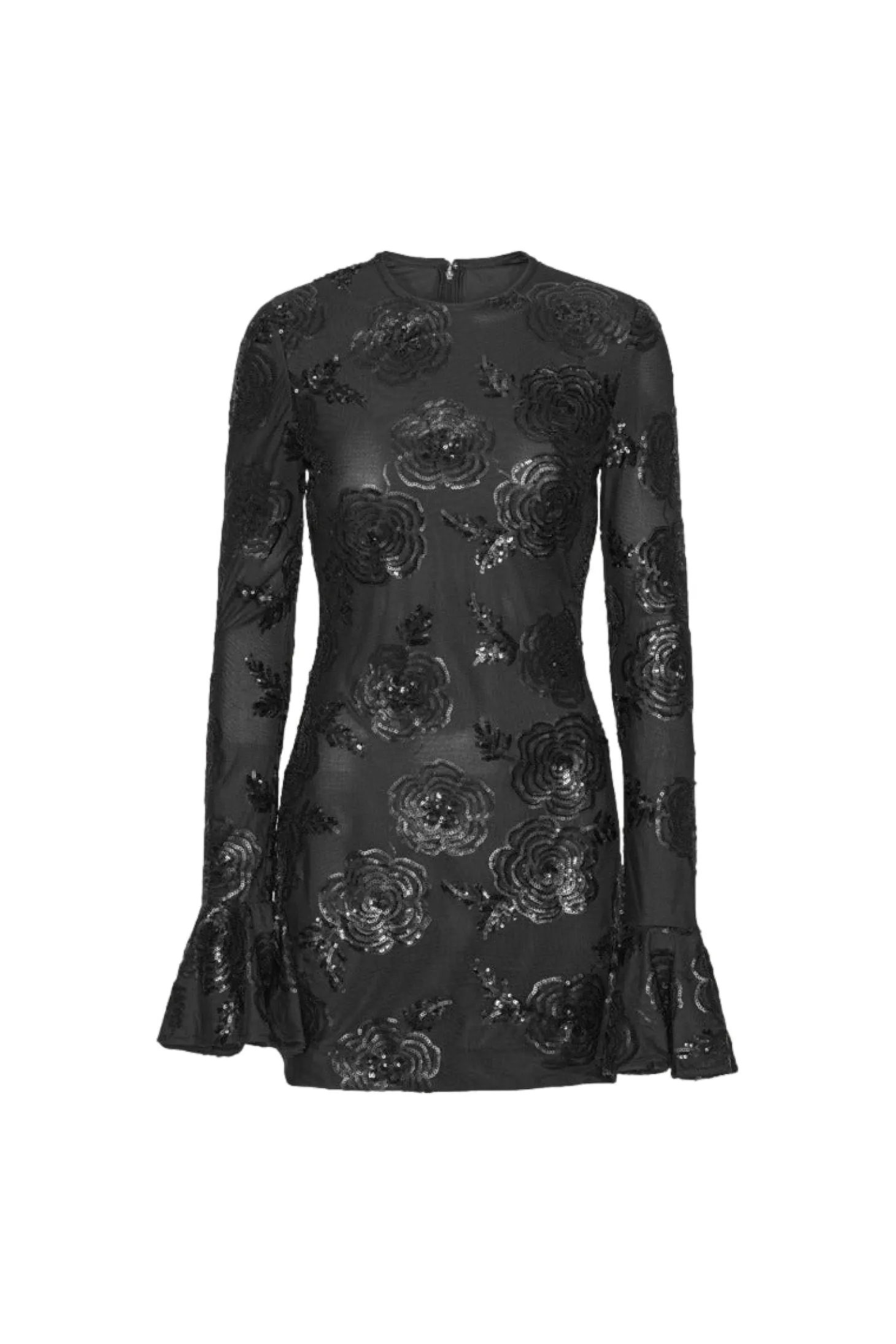 ROTATE Sequins LS Mini Dress Kjole Sort