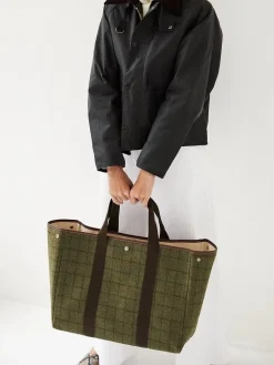 Rue de Verneuil Traversée XL Hunting Tweed Kaki Veske Grønn Mønster