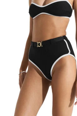 Seaquelle Ribbed Bikini Top Badetøy Sort Og Hvit