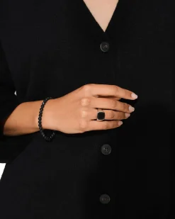 Tom Wood Cushion Larvikite Ring Sølv / Sort