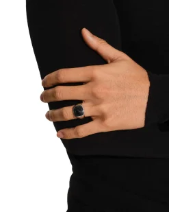 Tom Wood Cushion Larvikite Ring Sølv / Sort