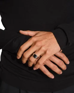 Tom Wood Kay Ring Black Larvikite Ring